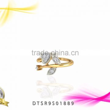14kt Gold Plated, White Zircon Stud Designer Ring