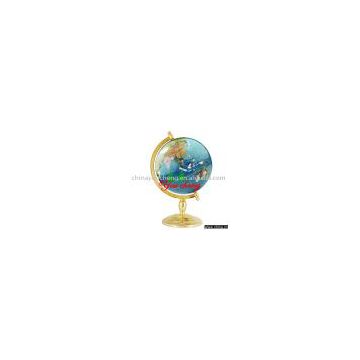 turquoise color globe with em-bowed golden base