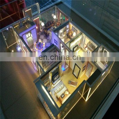 High quality miniature scale model ,house interior layout model ,with furniture and led light