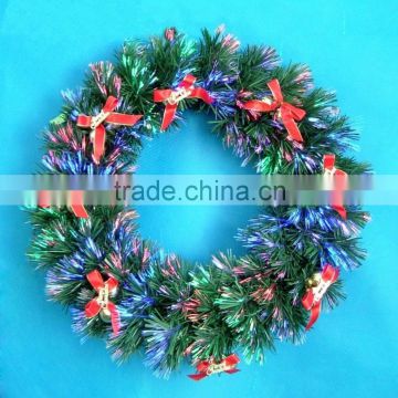 2015 led fiber optic christmas wreath with bowknot