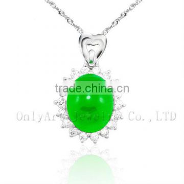 green jade sterling sivler pendant