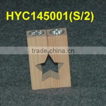 Home Decoration Use and Wood Material Star Shaped Wooden Christmas candle holder