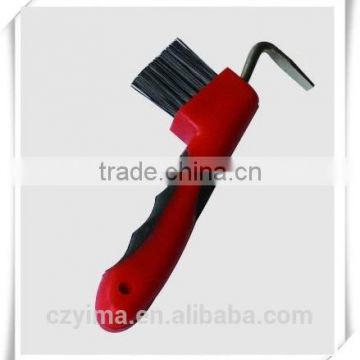 Plastic hoof pick brush with soft grip/horse products