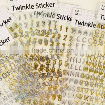 Word style 3D silver and metal 3d gel nail sticker