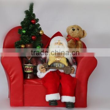 XM-CH1525 23 inch indoor santa claus and bear sitting sofa for christmas decoration