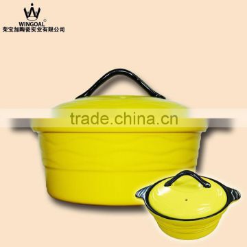 2015 China new products yellow ceramic cooking pot with lid
