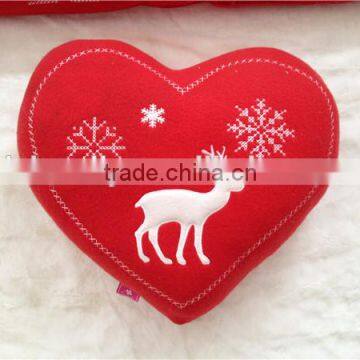 Heart shape embroidery plush stuffed Christmas holiday cushion product