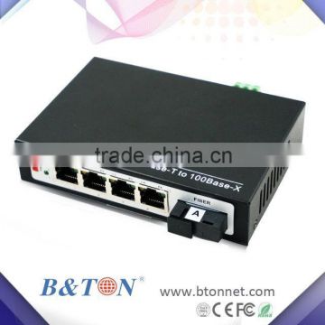 5-Port PoE Switch with 4 High Power PoE Ports and 1 SC Fiber Port