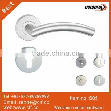 hollow stainless steel C style lever tube door handle on PZ rossetes