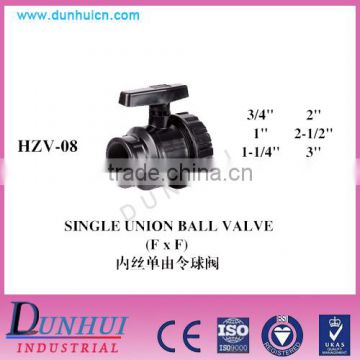 PVC male and female single union ball valve