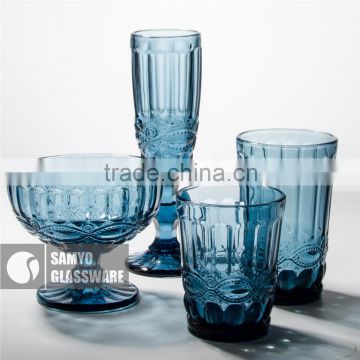 SAMYO home usage pressed wine glass sets with classical pattern
