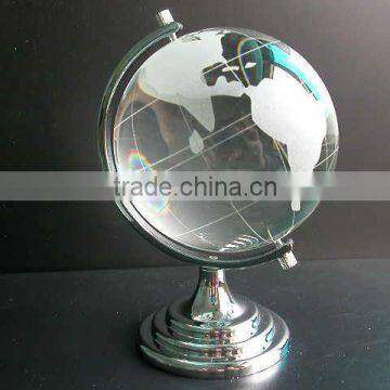 hot selling crystal globe with map metal base for home decorations(R-0726