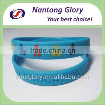 custom debossed printed silicone rubber wristband