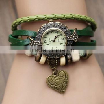 In Stock New Hot Sale Original High Quality Women Genuine Vintage vintage leather watch Bracelet Wristwatches Leaf Pendant