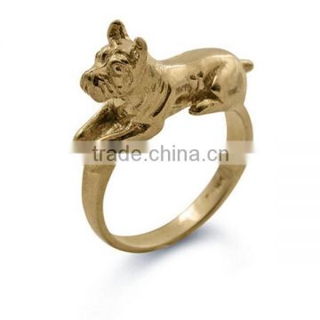 SRR0014 Fashion Jewelry Stainless Steel Dog Ring Gold PVD Coating Bulldog Ring