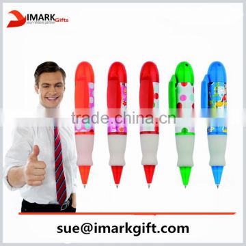 funny short ball pen with cartoon printed body/cute fat roller pen for kids