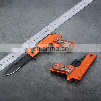 7.8 Inch high quality with aluminum+wood handle  outdoor folding pocket stainless steel gun knife