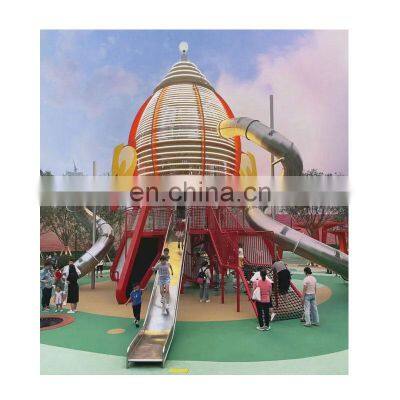 Large outdoor non-standard stainless steel slide aerial themed amusement equipment Wooden Homeuse Swing And Set Platform