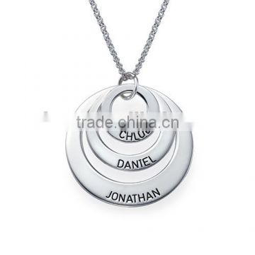 Fashion Necklace Pendant Jewelry for Moms ,Stainless Steel Three Disc Necklace