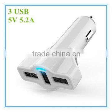 hot sale oem white and black blue led 3 port 5.2a charger for android tablet