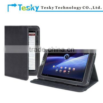 Black color stand style leather case for toshiba at105 10.1