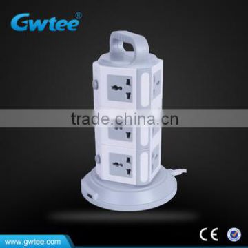 2016 newest surge protector 12 way tower universal power sockets with usb