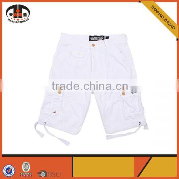 Pure White Mens Microfiber Shorts with Elastic Waist for Sale