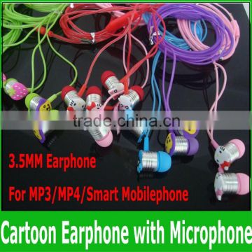 Popular design Cartoon earphone 3.5mm In-ear Earphone wired Headphone headest with Microphone for Mobile Phones/MP3/MP4