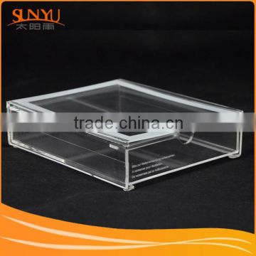 Logo print acrylic business card holder box with drawer
