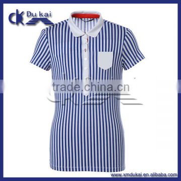 women's short sleeve vertical striped polo shirt