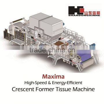 Shandong Xinhe 2850/500m 20t/d Capacity Crescent Former Tissue Paper Making Machine