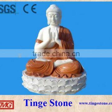 Praying buddha statues with sitting lotus base colorful stone