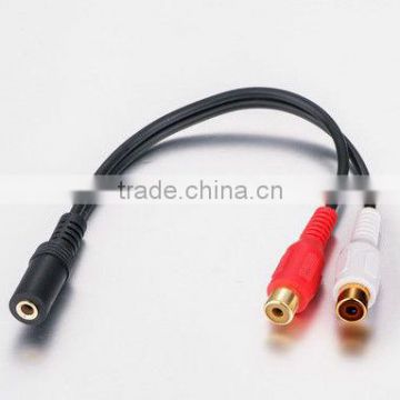 3.5mm FEMALE Stereo Audio Plug to 2 RCA FEMALE Adapter connnector gold plated