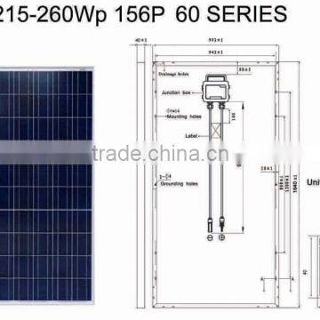 260w Sonnenkollektor with TUV,IEC61215, IEC61730,CEC,CE,IEC,ISO