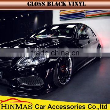 1.52*30m Gloss Black Vinyl Car Wrap gloss black glossy cream car wrap vinyl