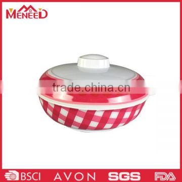OEM & ODM environment full plaid print candy color melamine plastic bowl with lid for noodle