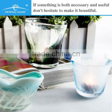 blue green cheap glass cone candle holder for tealight