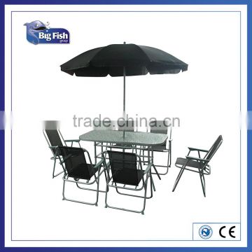 8 piece garden Rectangular patio furniture with 6 folding Chairs & 1table & Parasol