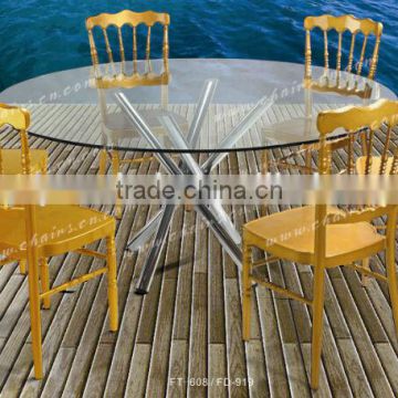 8FT Glass top round dining table and chairs