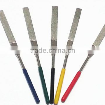 Electroplated Diamond Needle File Set Flat shape with 5 colorful handle for hand working