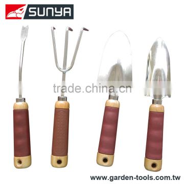Mini garden tools include garden fork, garden trowel, transplanter, weeder