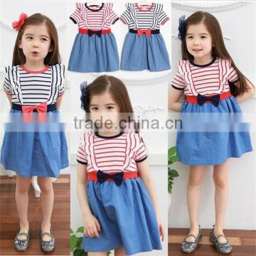 baby dress kids jeans skirt with stirp t-shirt