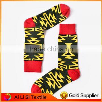 Man Read And Yellow Strip Novelty Socks, Custom Make Your Own Socks