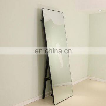black metal frame floor free stand full length mirror