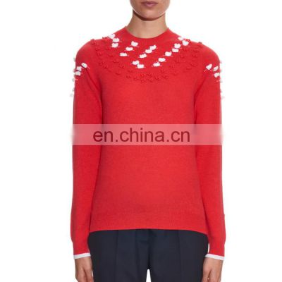 Ladies Cashmere Knitted Sweater with Embroidery female