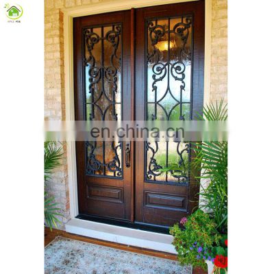 exterior rustic double wrought iron security metal screen entry doors