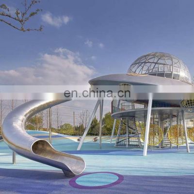Attractive wonderful exciting children stainless steel tube slide OEM metal playground customized outdoor play for sale