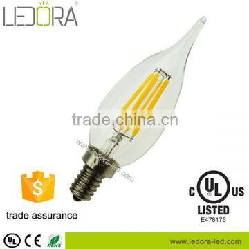 Trade Assurance UL listed 2w 4w 6w 360 degree Dimmable Filament E12 E14 led candle light bulb