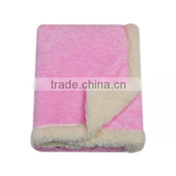 100% polyester soft thick flannel blanket with sherpa back