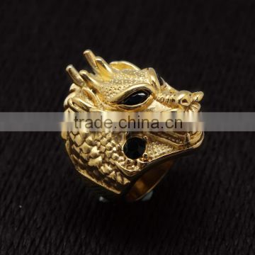 Crystal Stainless Steel Gold Plated Eternity Rings Huge Dragon Head Design Finger Ring                        
                                                                Most Popular